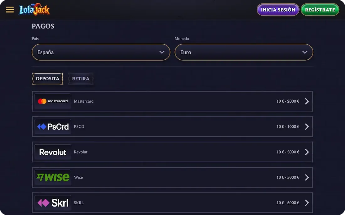 pagos del casino lolajack